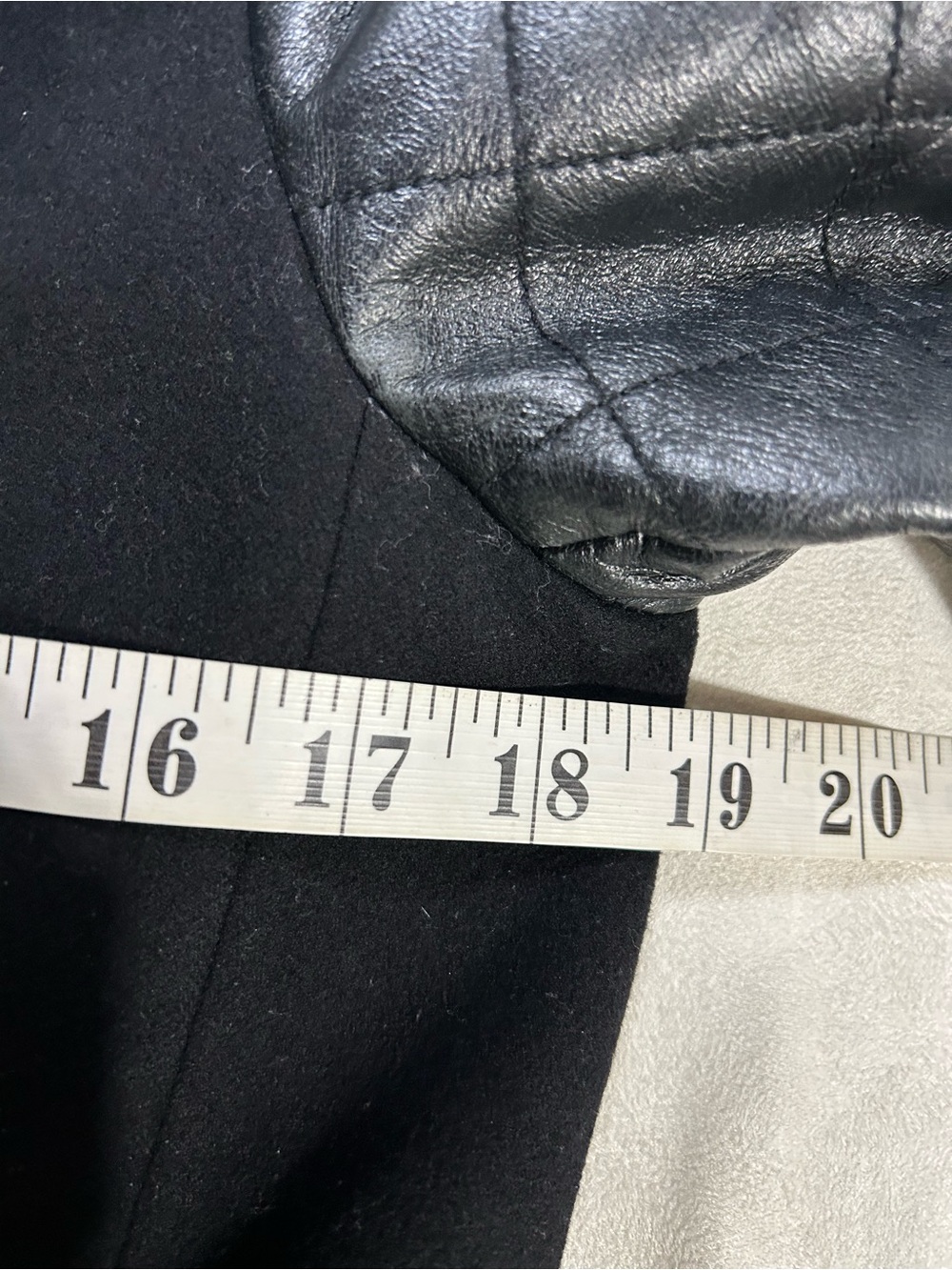 Italian Wool Quilted Lamb Leather Coat Small Black - Club Monaco - Picture 8 of 14